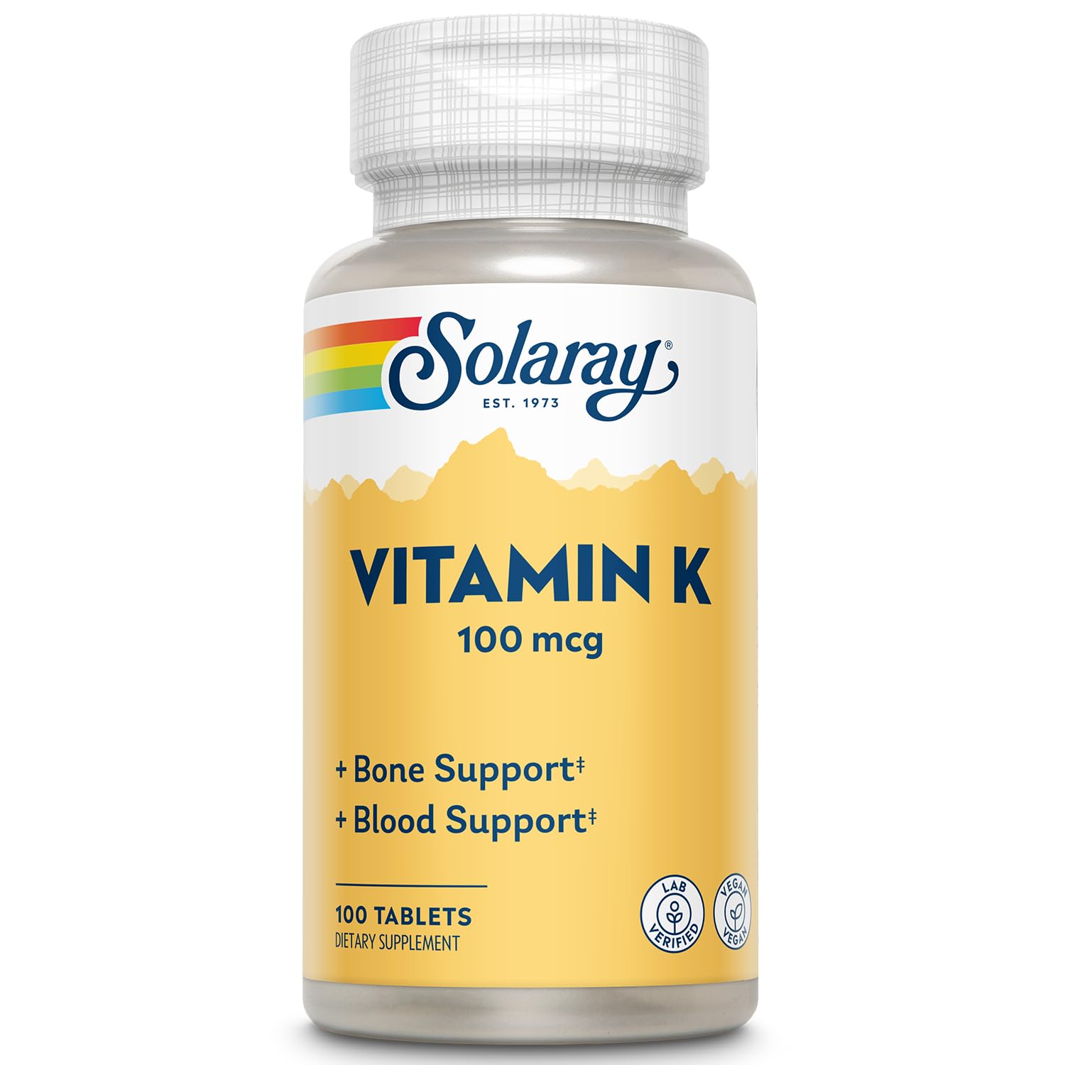 SOLARAY Vitamin K1 Supplement 100mcg bottle front view