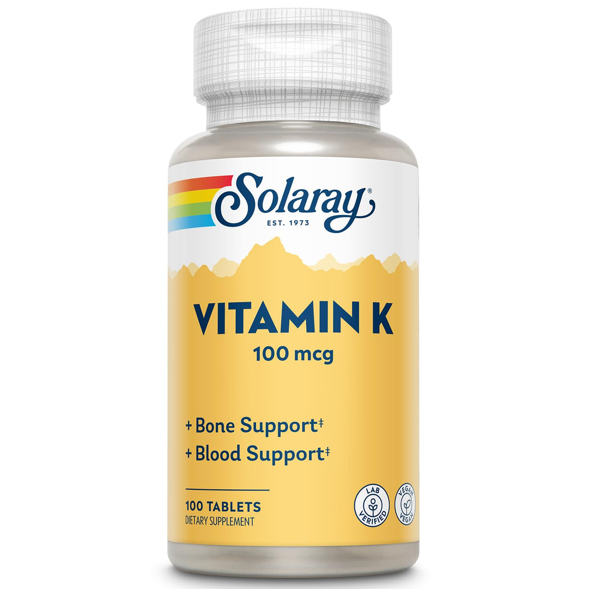 SOLARAY Vitamin K1 Supplement 100mcg bottle front view