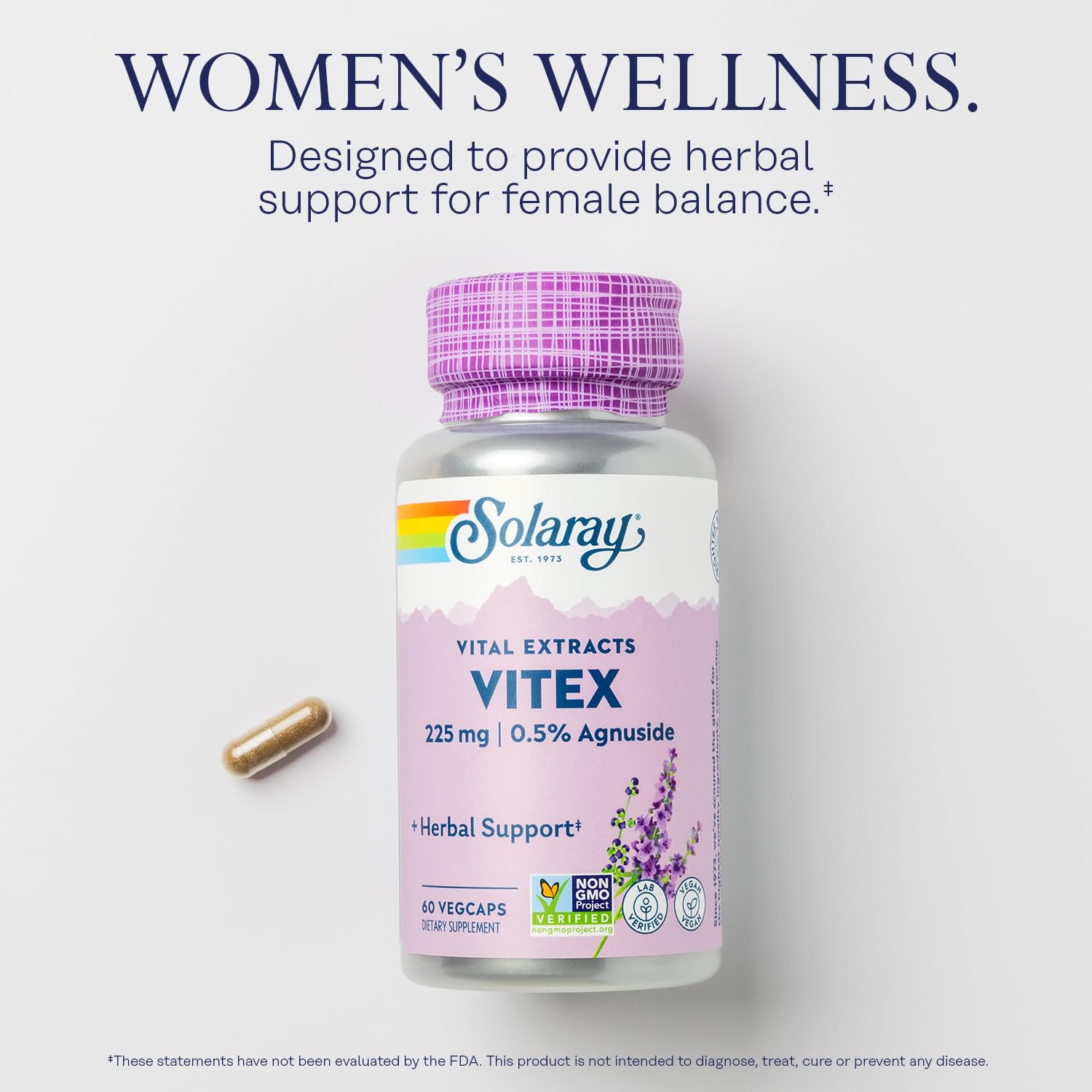 SOLARAY Vitex Supplement for Women 225mg capsule close-up