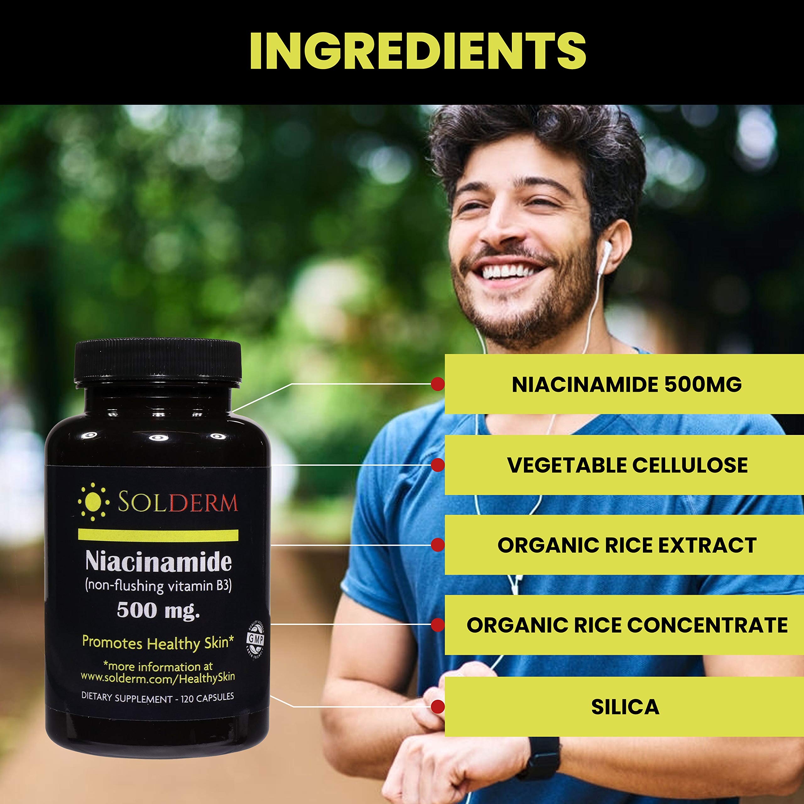 SOLDERM Niacinamide B3 Capsules in hand