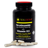 SOLDERM Nicotinamide B3 & D3 Capsules 120 Count front view