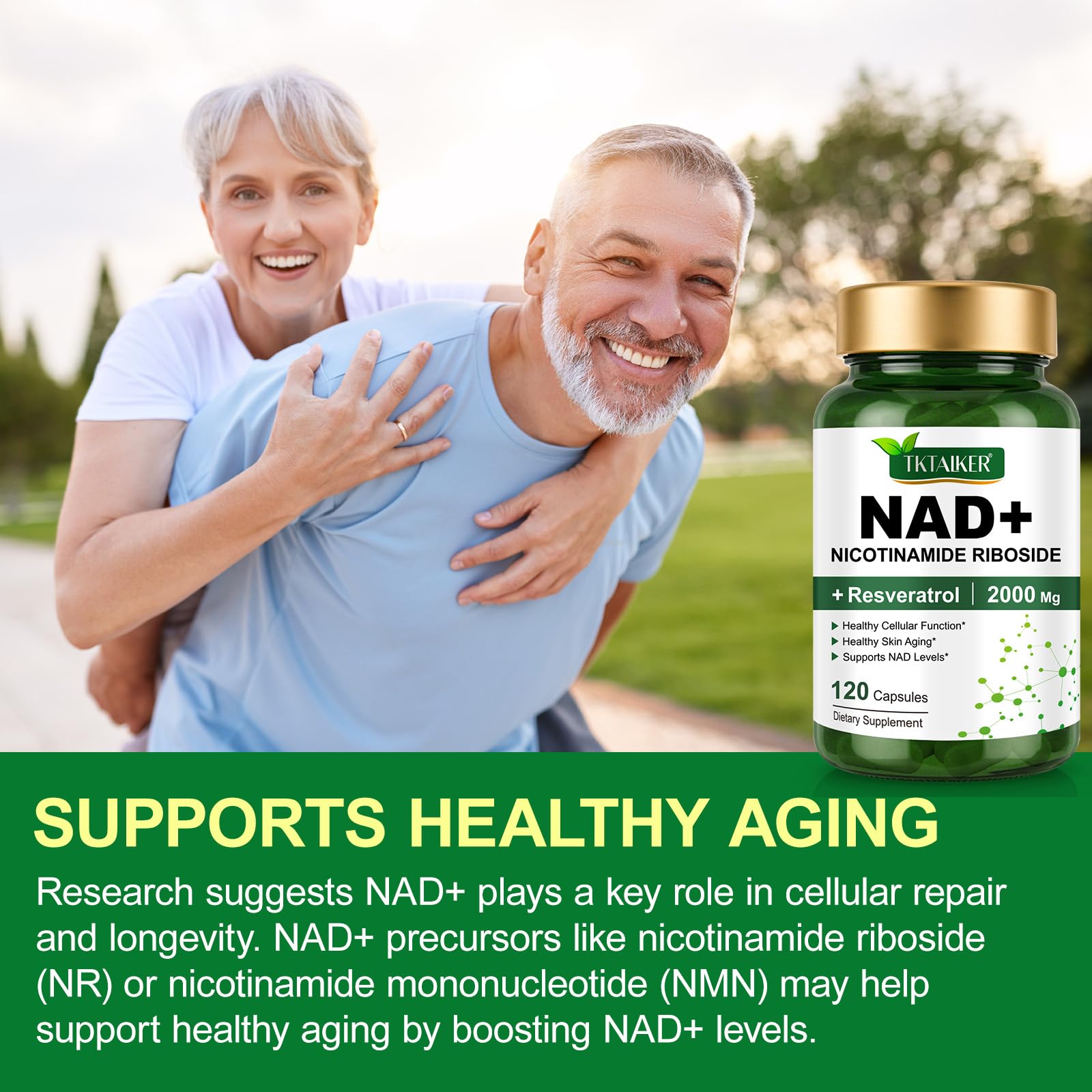 SOLEMEONY NAD+ Supplement 2000 mg Extra Strength bottle with capsules