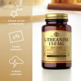 Solgar 5-HTP capsules on a wooden table