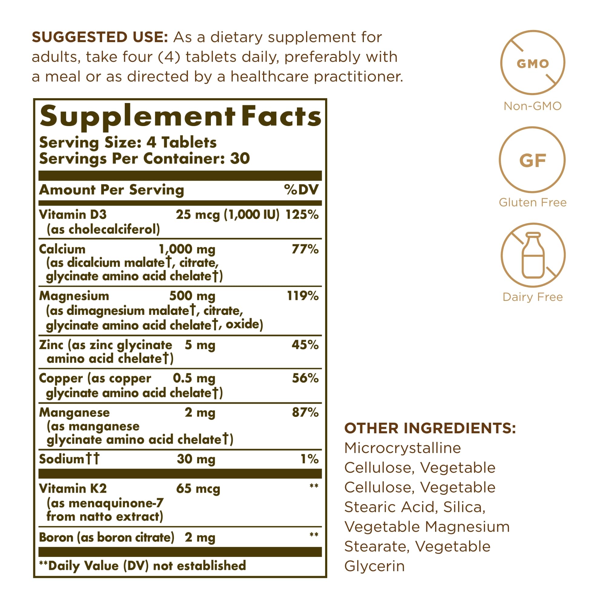 Solgar Advanced Calcium Complex 1025g back view