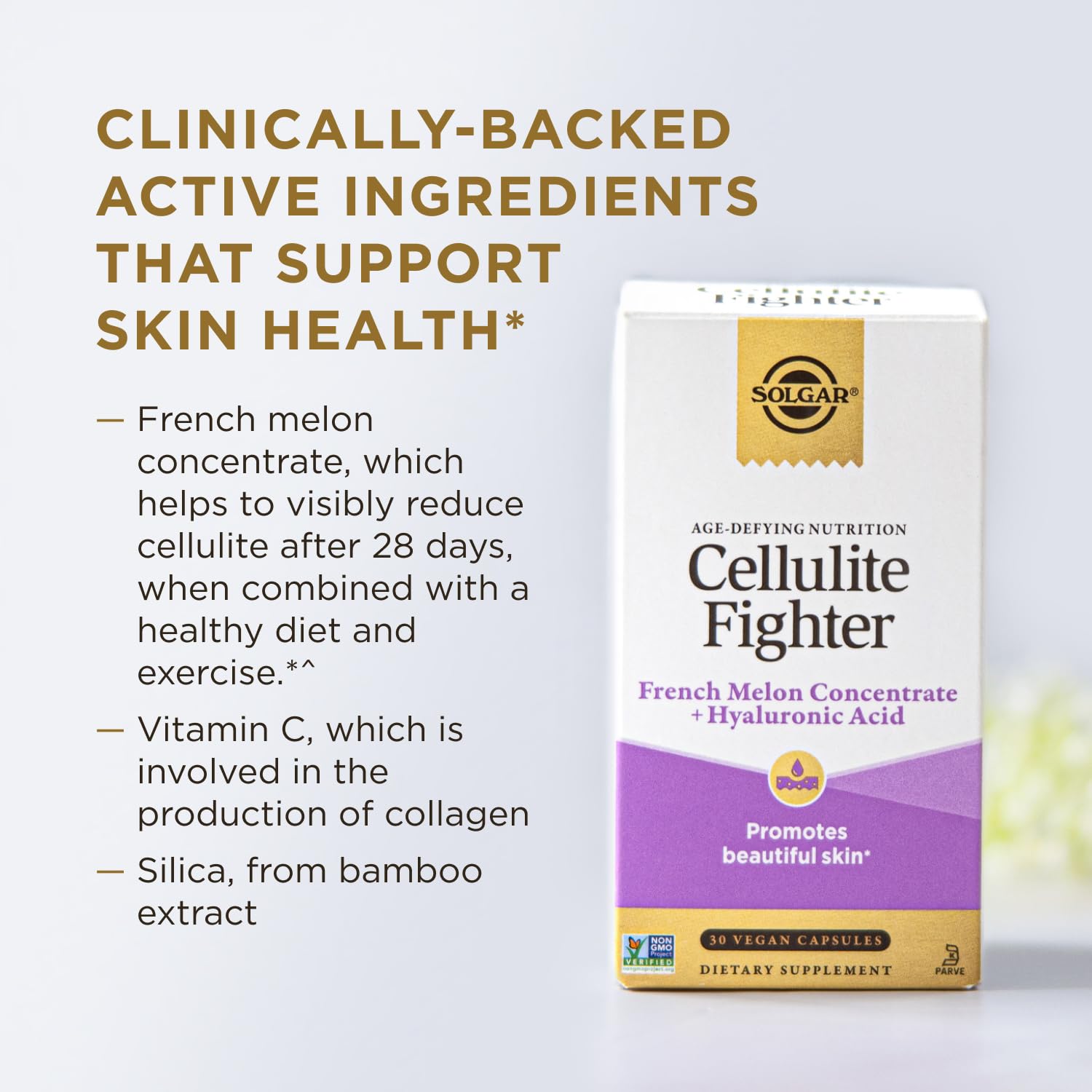 Solgar Age-Defying Cellulite Fighter 120g on a wooden table