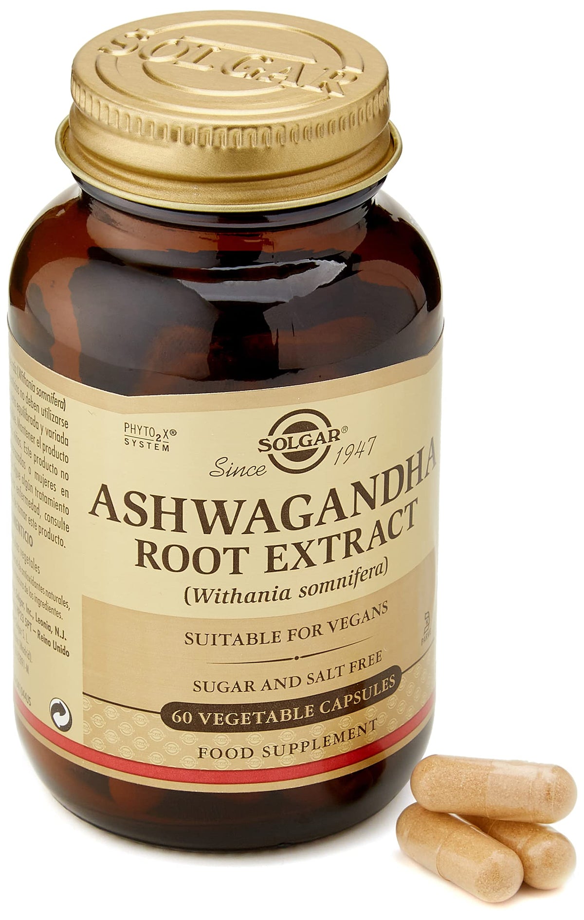 Solgar Ashwagandha 140g herbal supplement front view