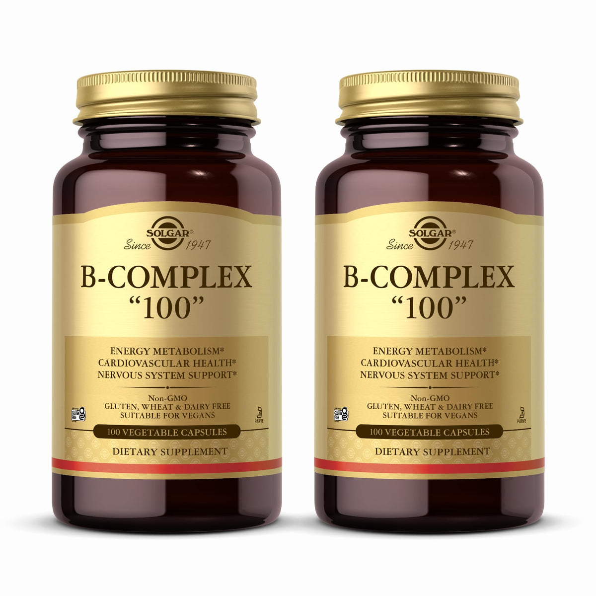 Solgar B-Complex 100 Capsules front view with packaging