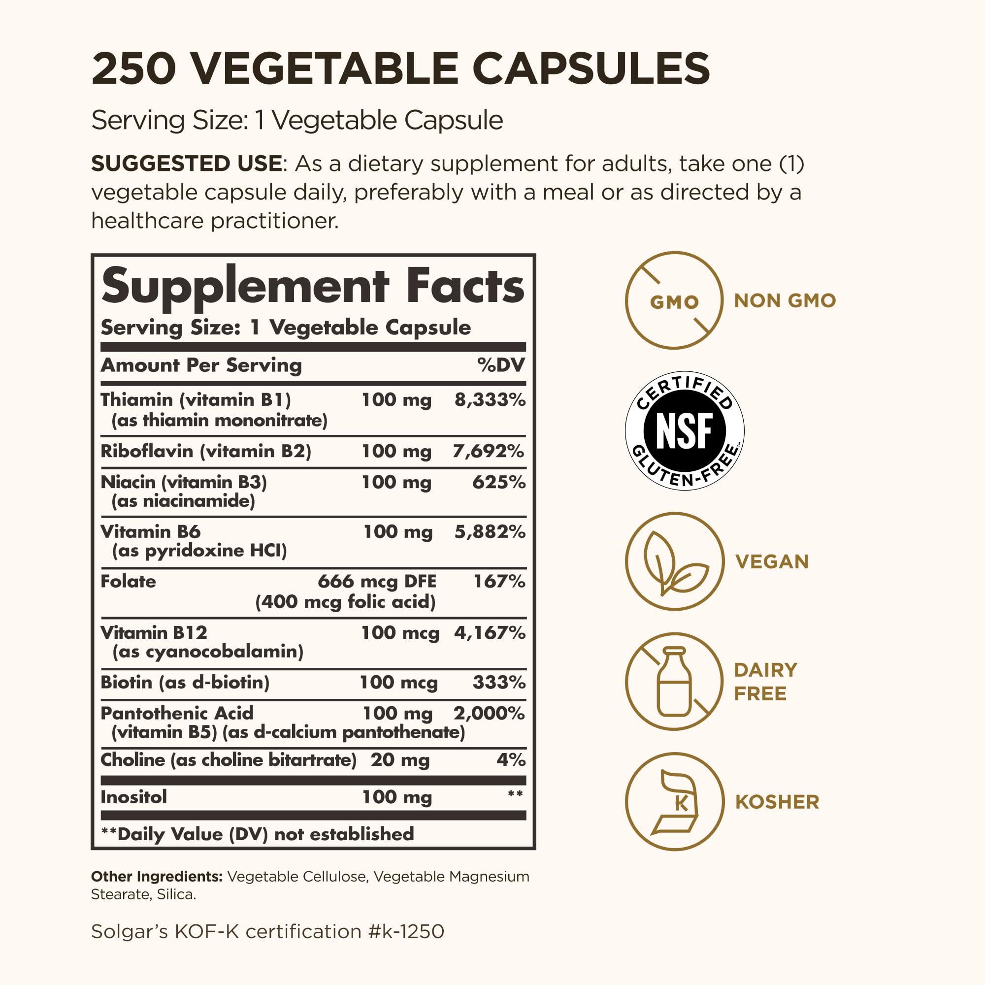 Solgar B-Complex 100 Vegetable Capsules side view