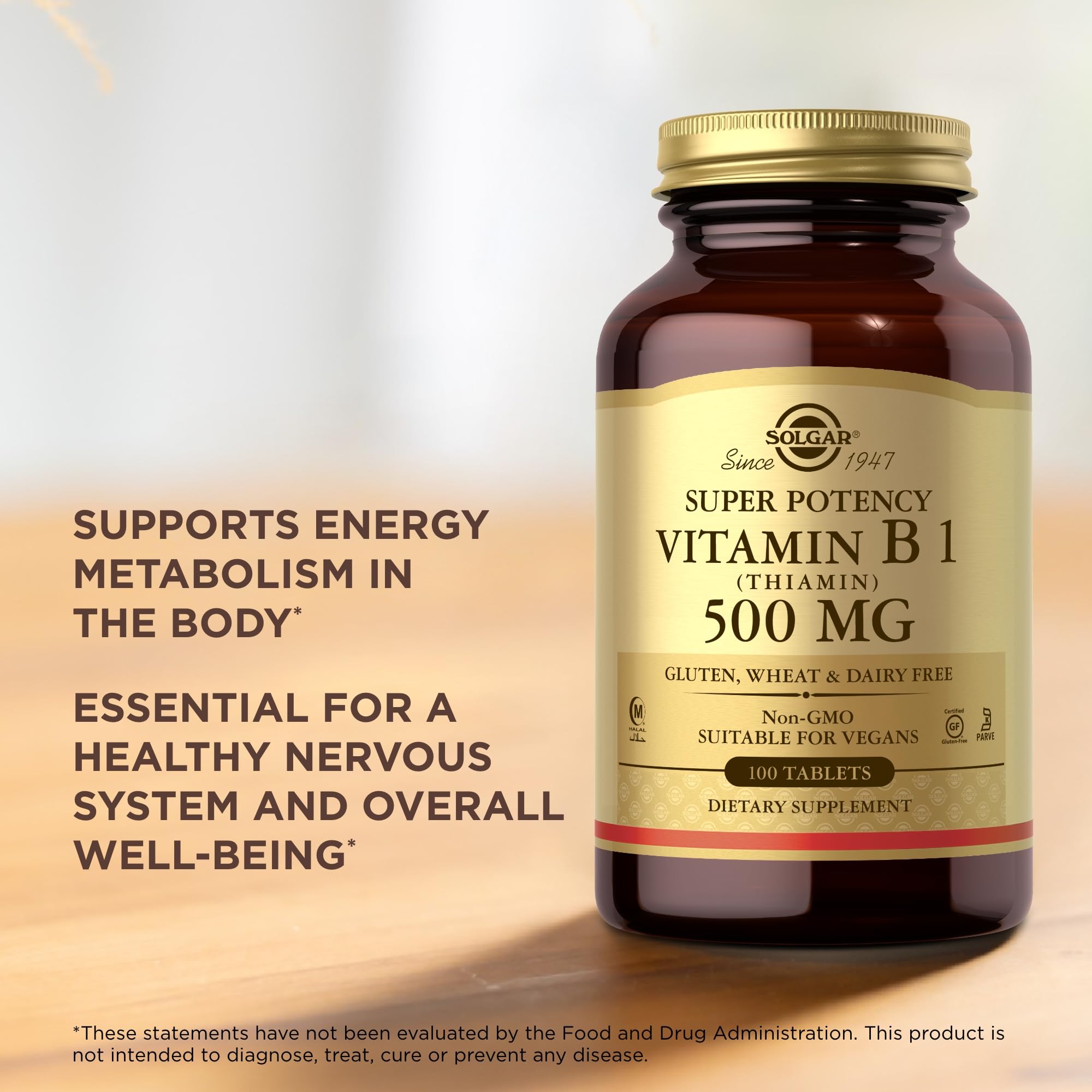 Solgar B1 (Thiamine) 100 Tablets tablet close-up