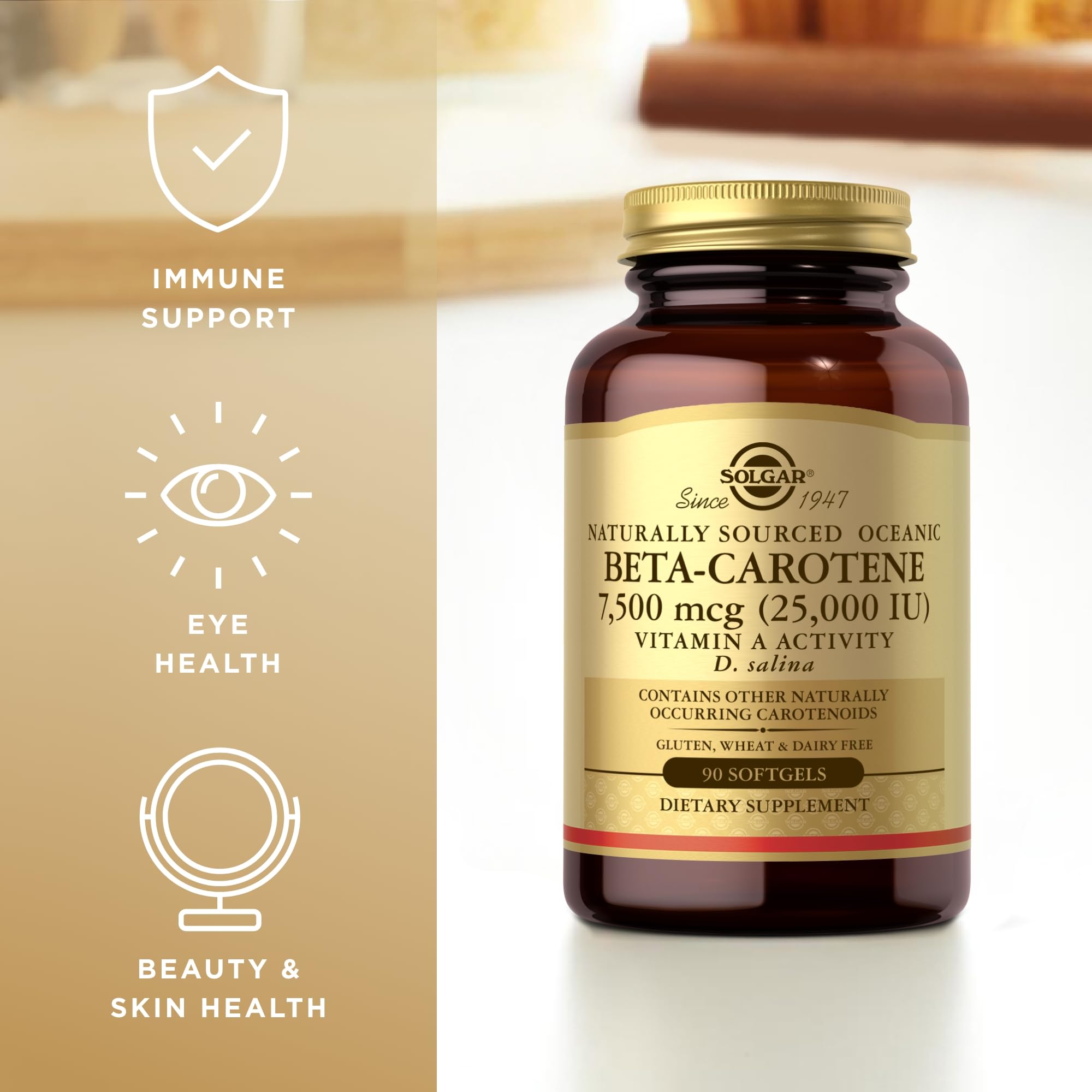 Solgar Beta Carotene Softgels 172g ingredients close-up