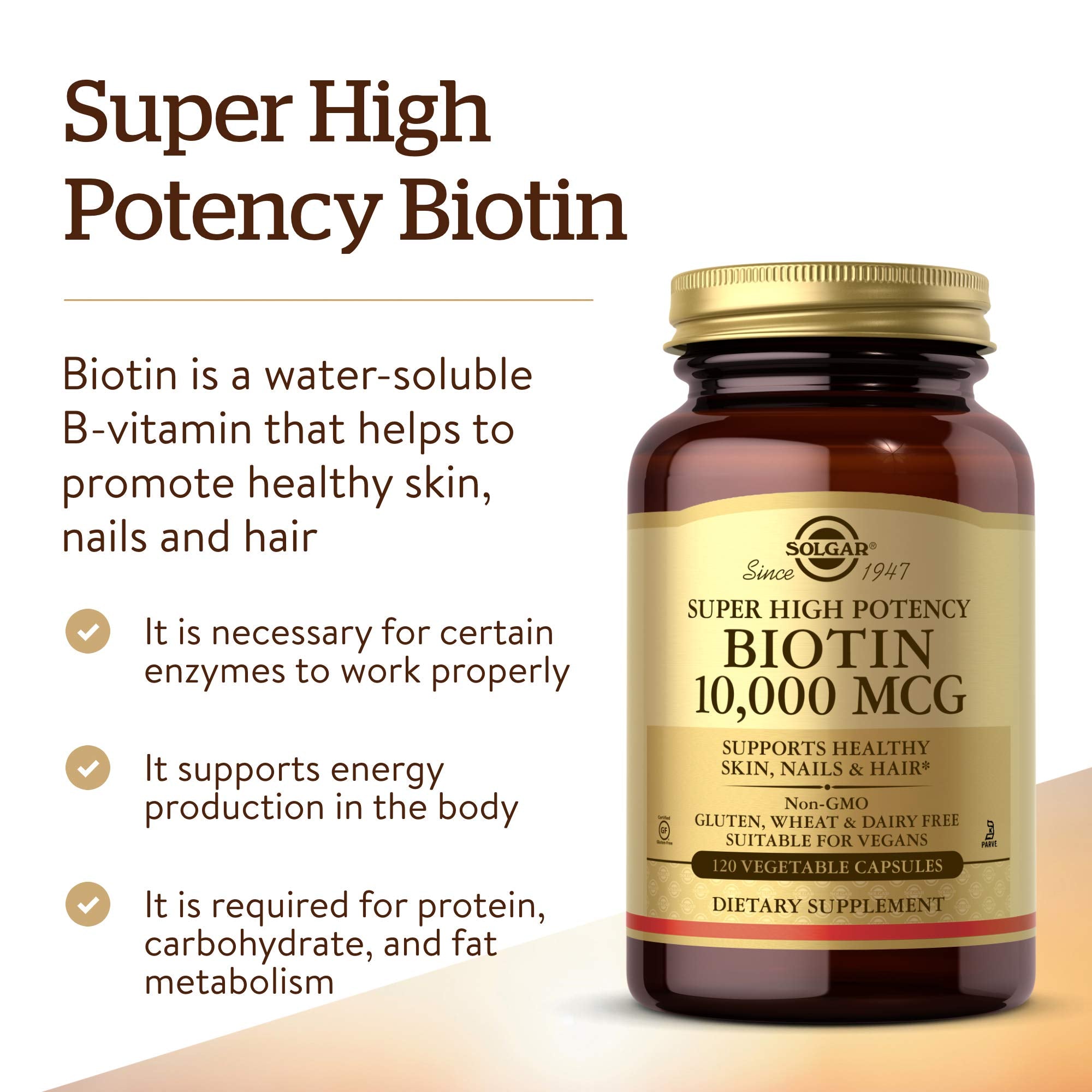 Solgar Biotin 10,000 mcg capsules packaging