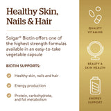 Solgar Biotin 10,000 mcg supplement capsules close-up