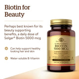 Solgar Biotin 1000mcg Capsules back view with ingredients