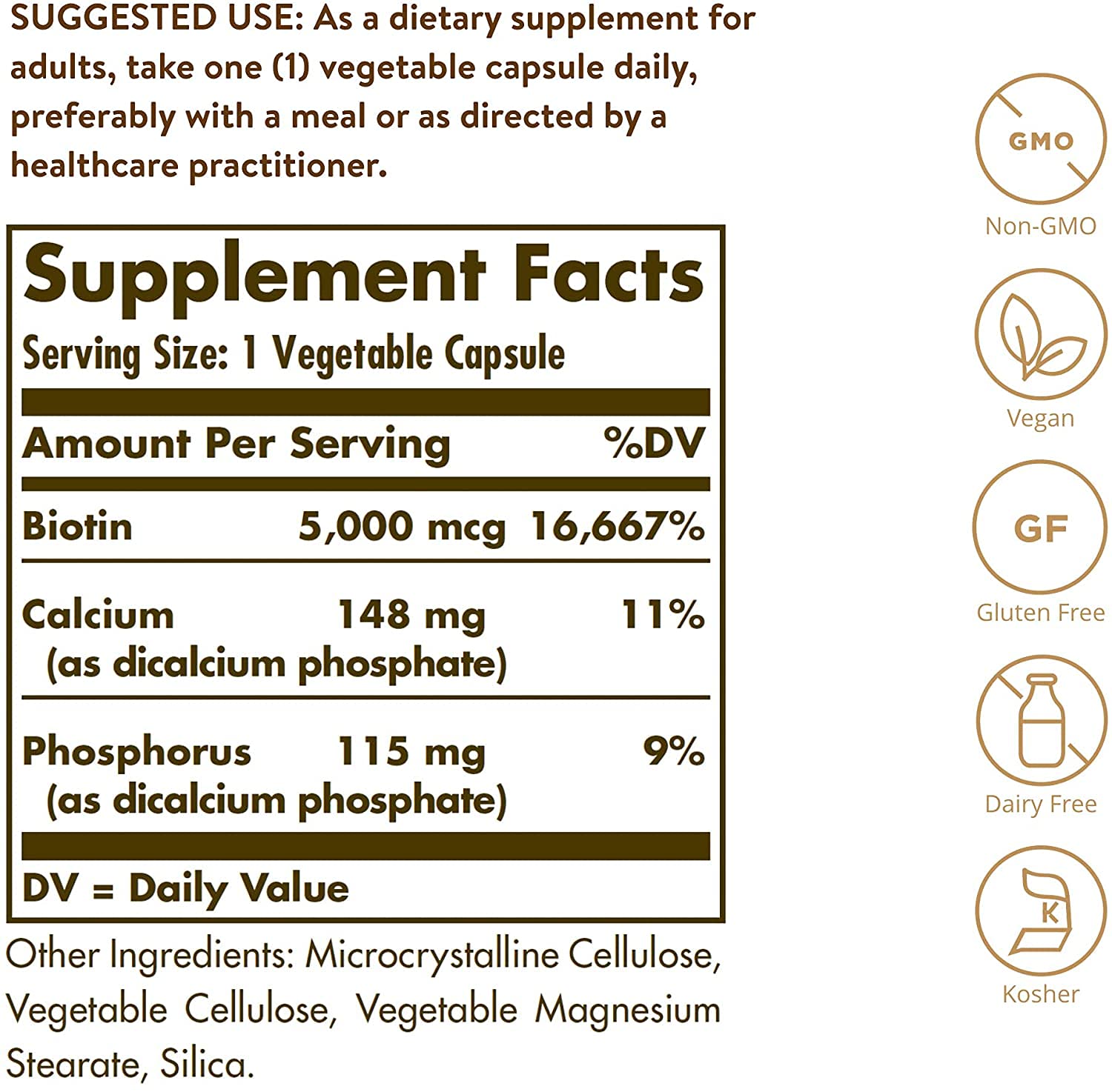 Solgar Biotin 1000mcg Capsules side view