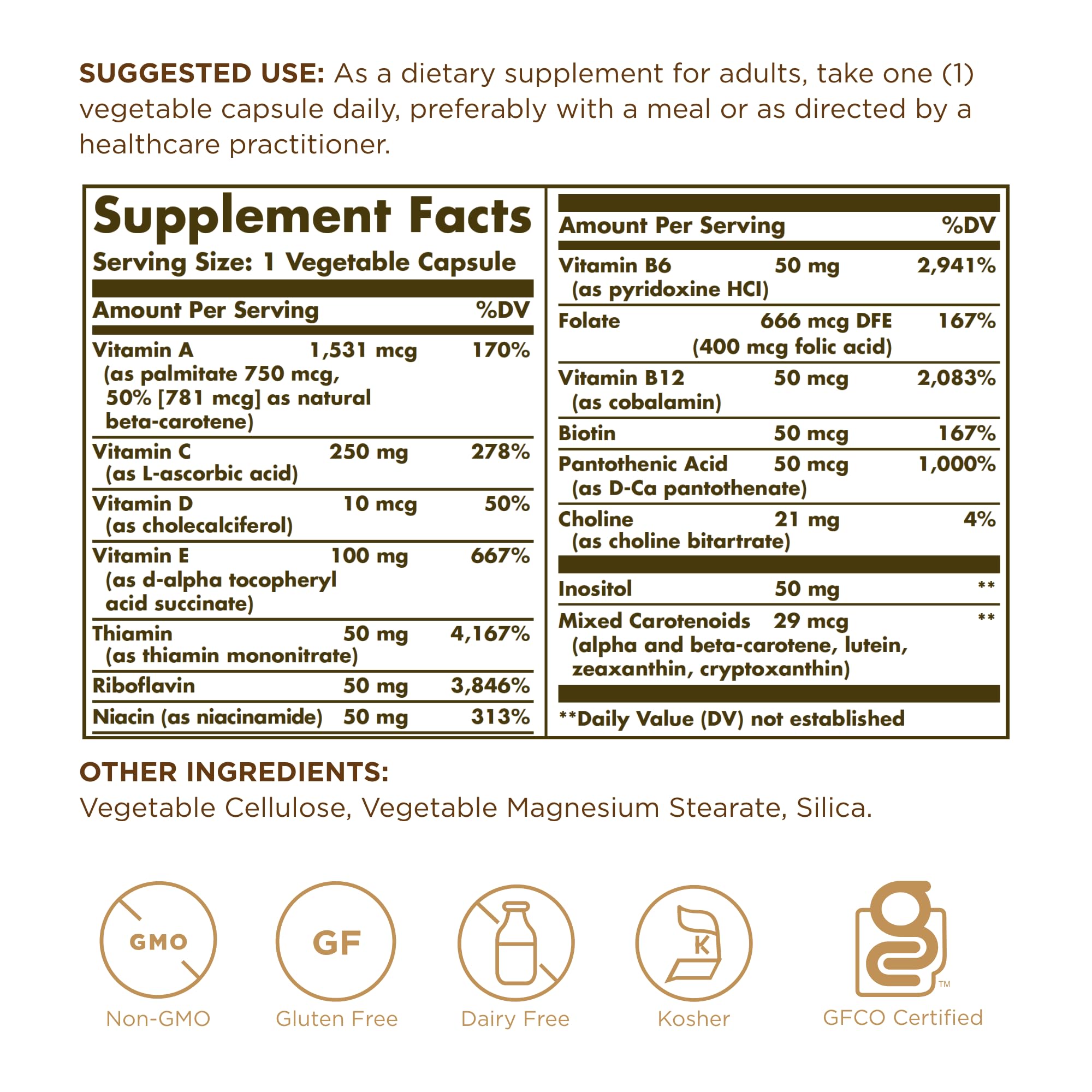 Solgar Blended Vitamin & Mineral Supplement side view