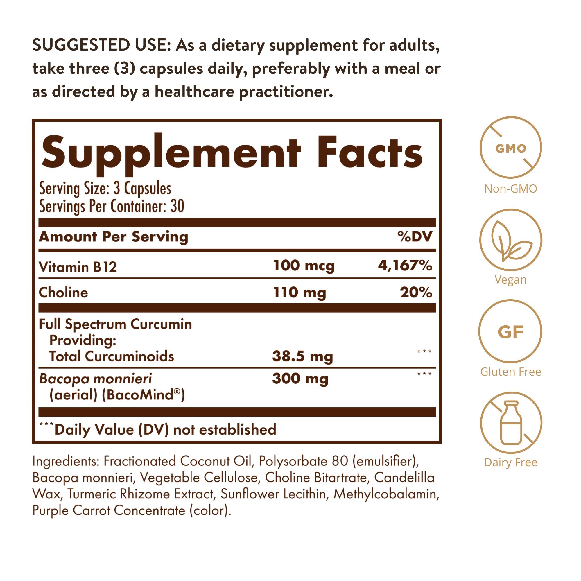 Solgar Brain Works Curcumin Supplement side view