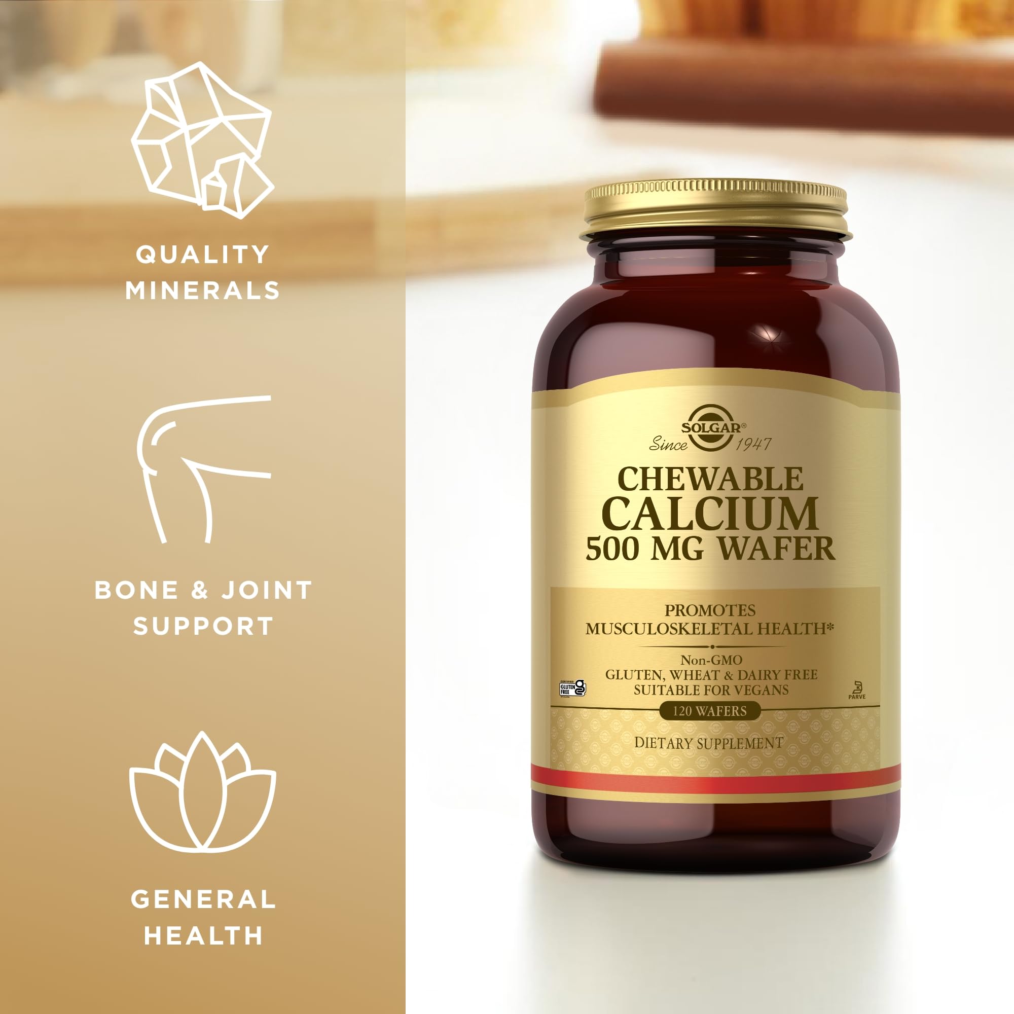 Solgar Calcium 567g nutritional information close-up
