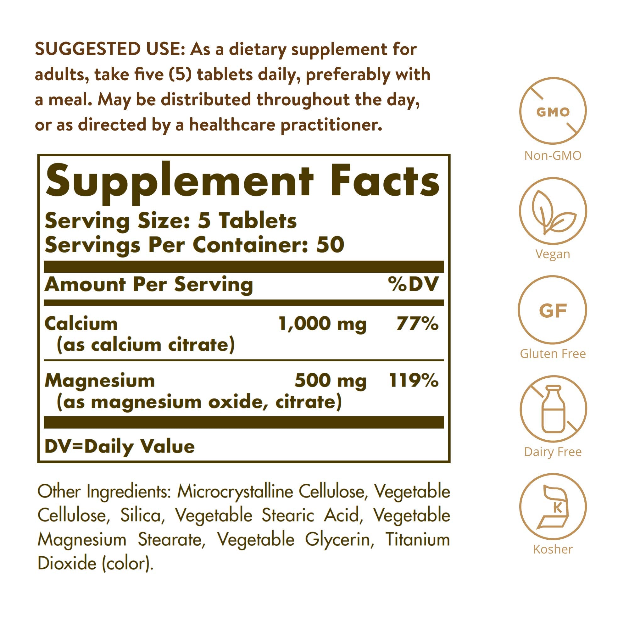 Solgar Calcium Magnesium Citrate 658g side view