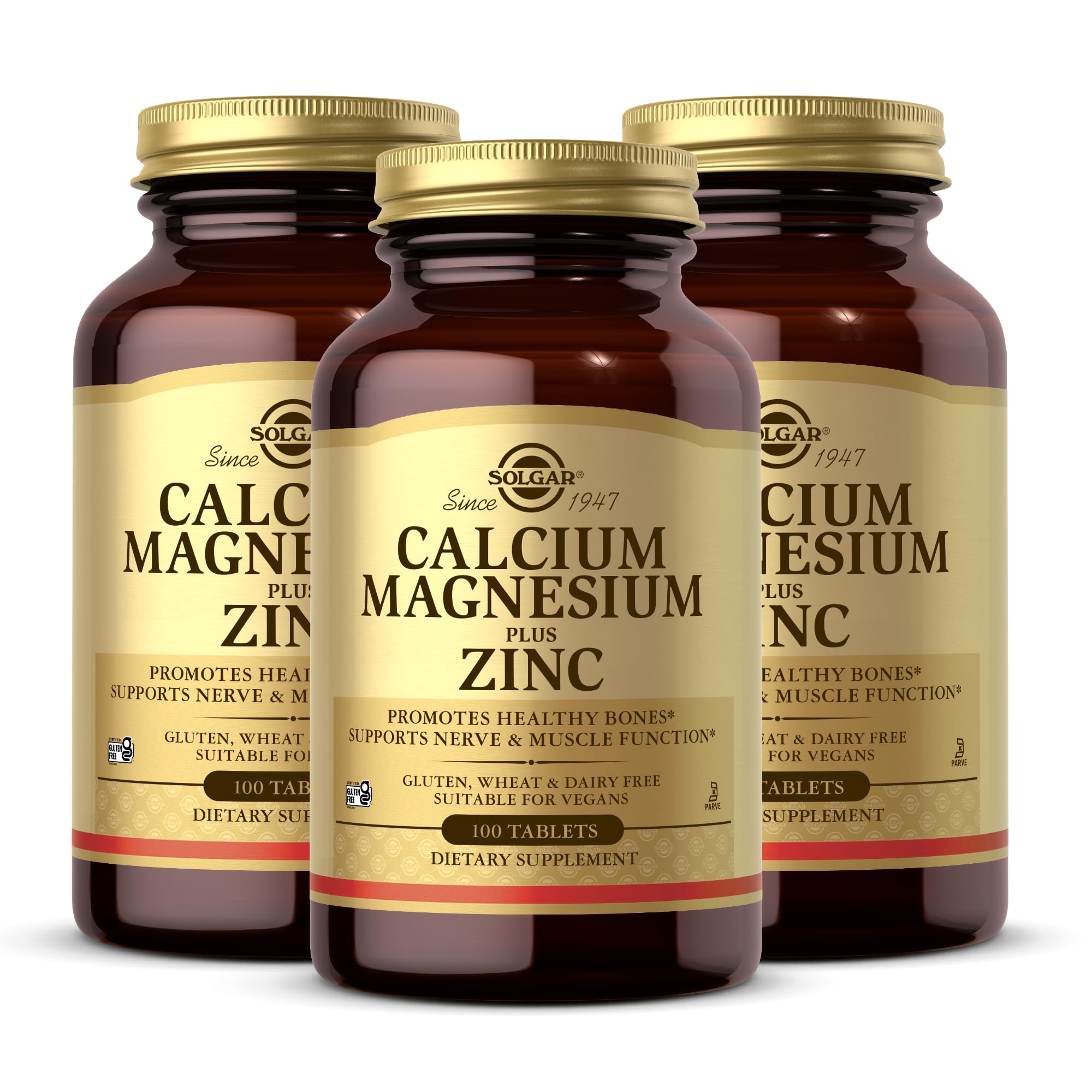 Solgar Calcium Magnesium Plus Zinc 762g tablet bottle front view