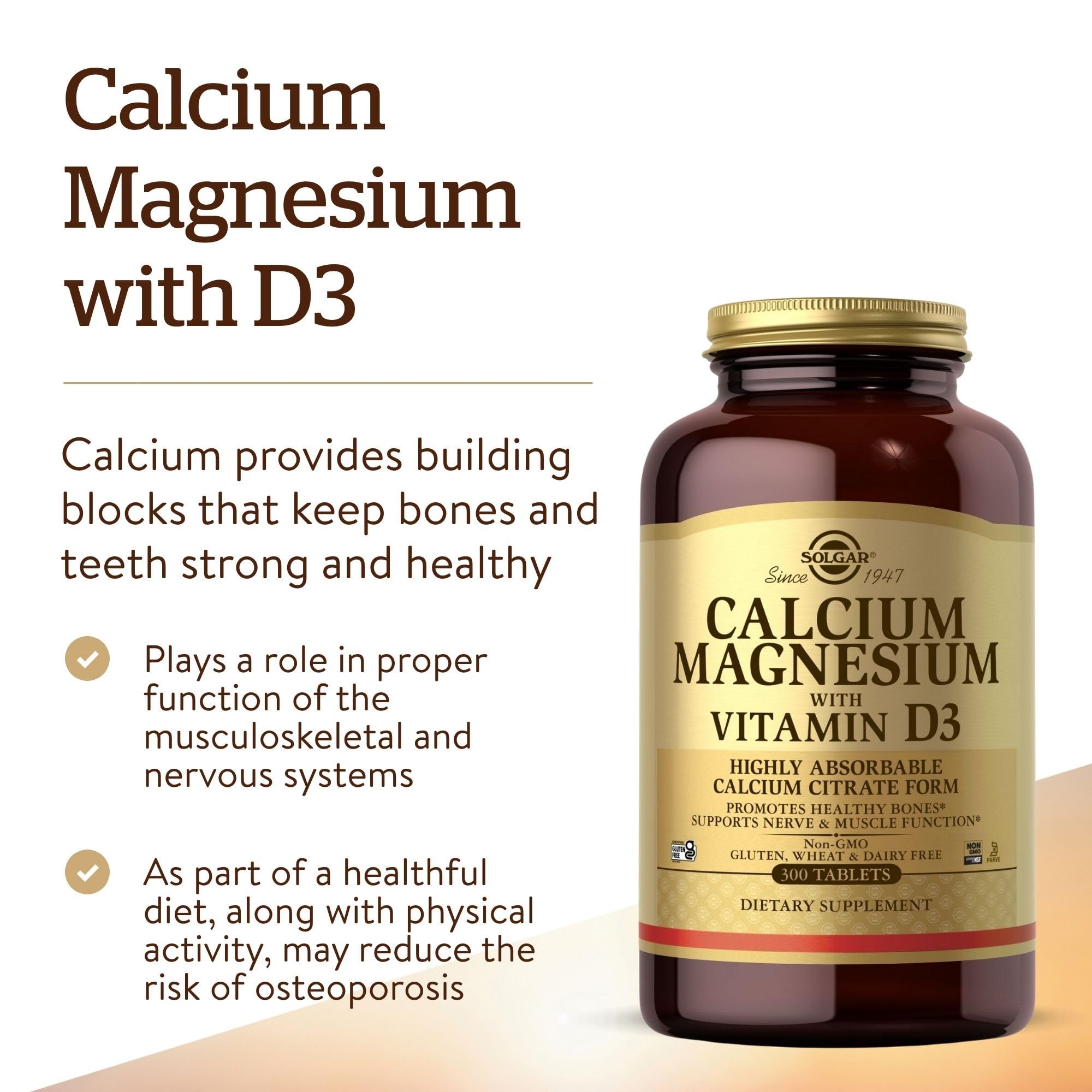 Solgar Calcium Magnesium with Vitamin D3 762g back view