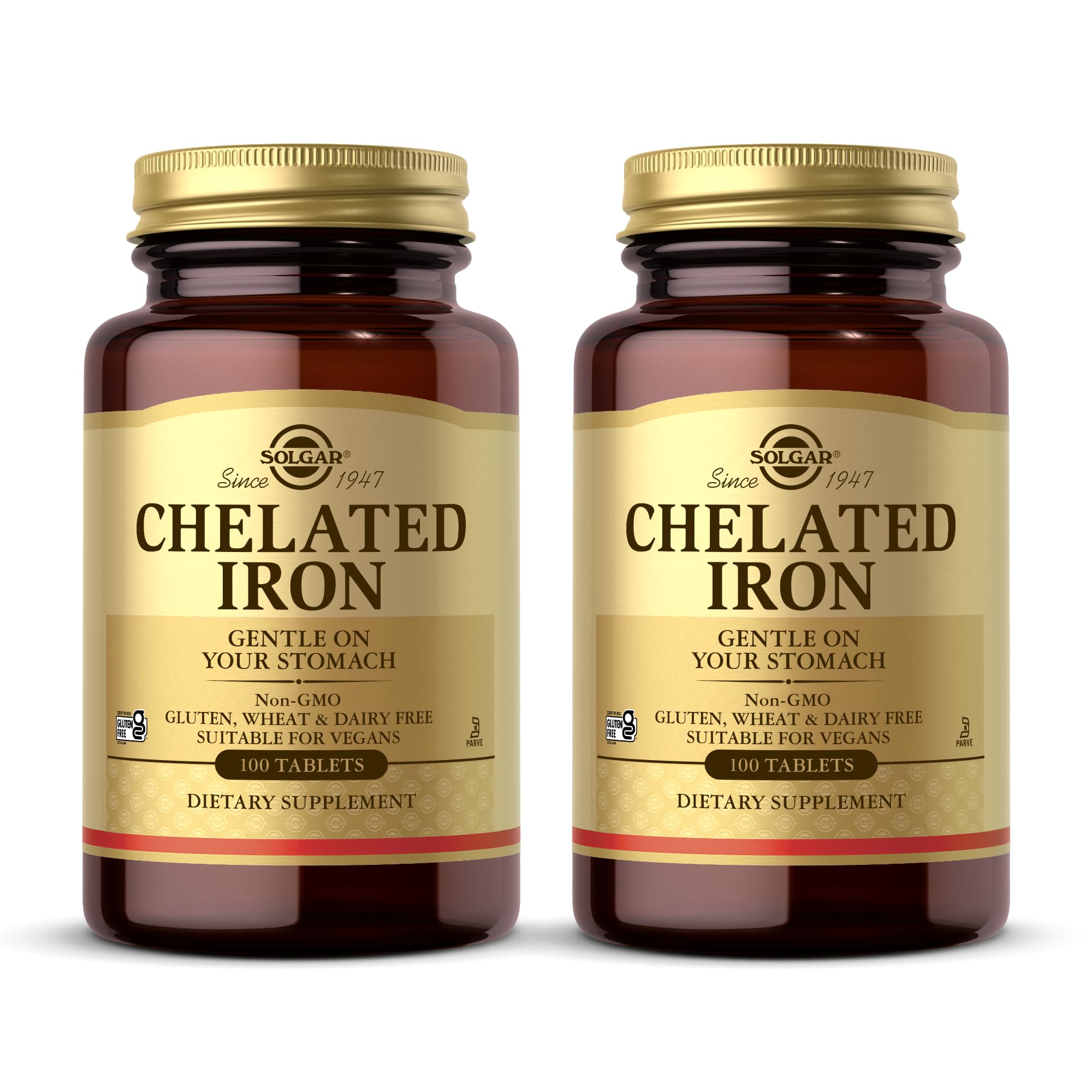 Solgar Chelated Iron 25mg supplement front view