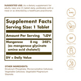 Solgar Chelated Manganese 281g side view with dosage details
