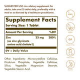 Solgar Chelated Zinc 22mg packaging side view