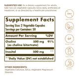 Solgar Choline/Inositol Supplement 508g side view