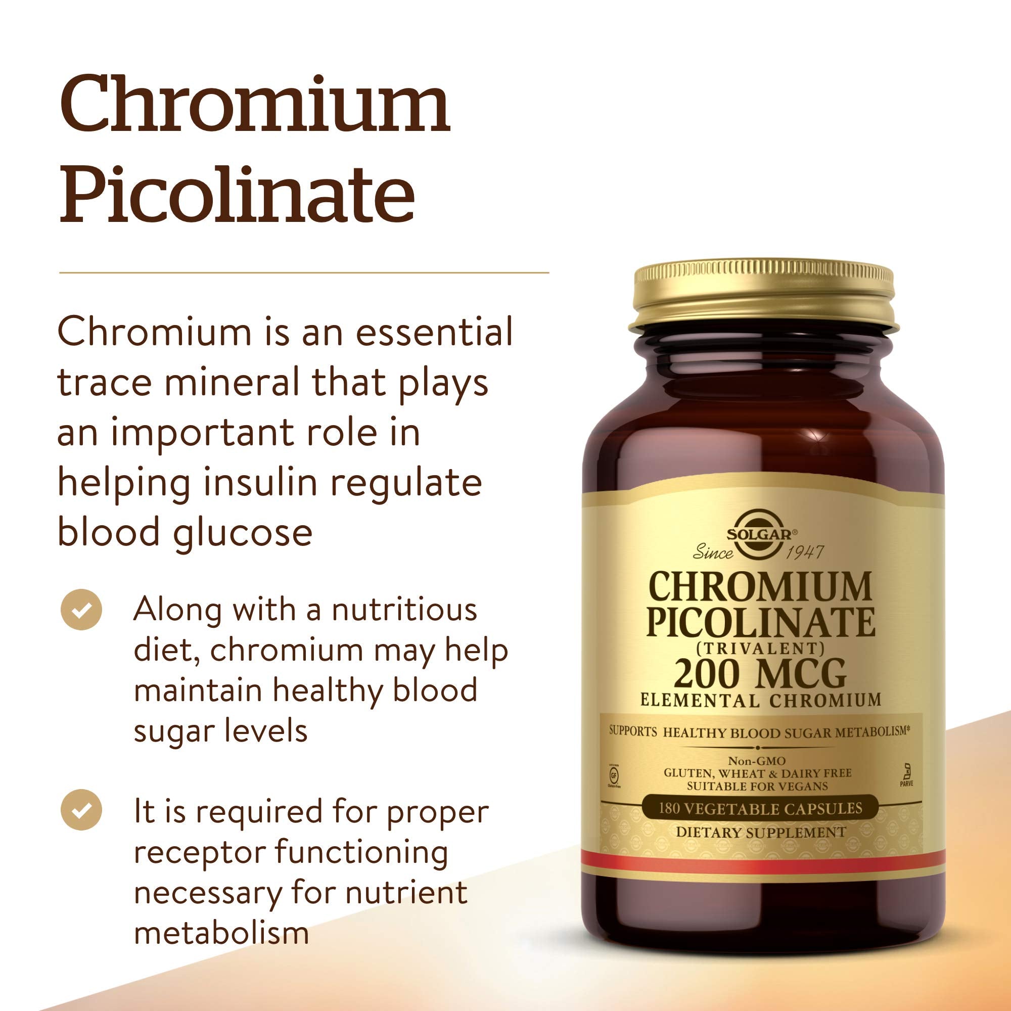 Solgar Chromium Picolinate 227g back view with ingredients