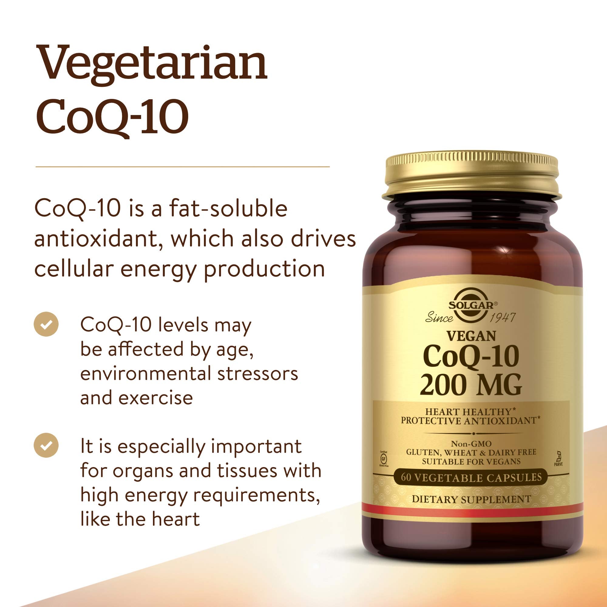 Solgar CoQ10 100mg Vegetarian Capsules side view