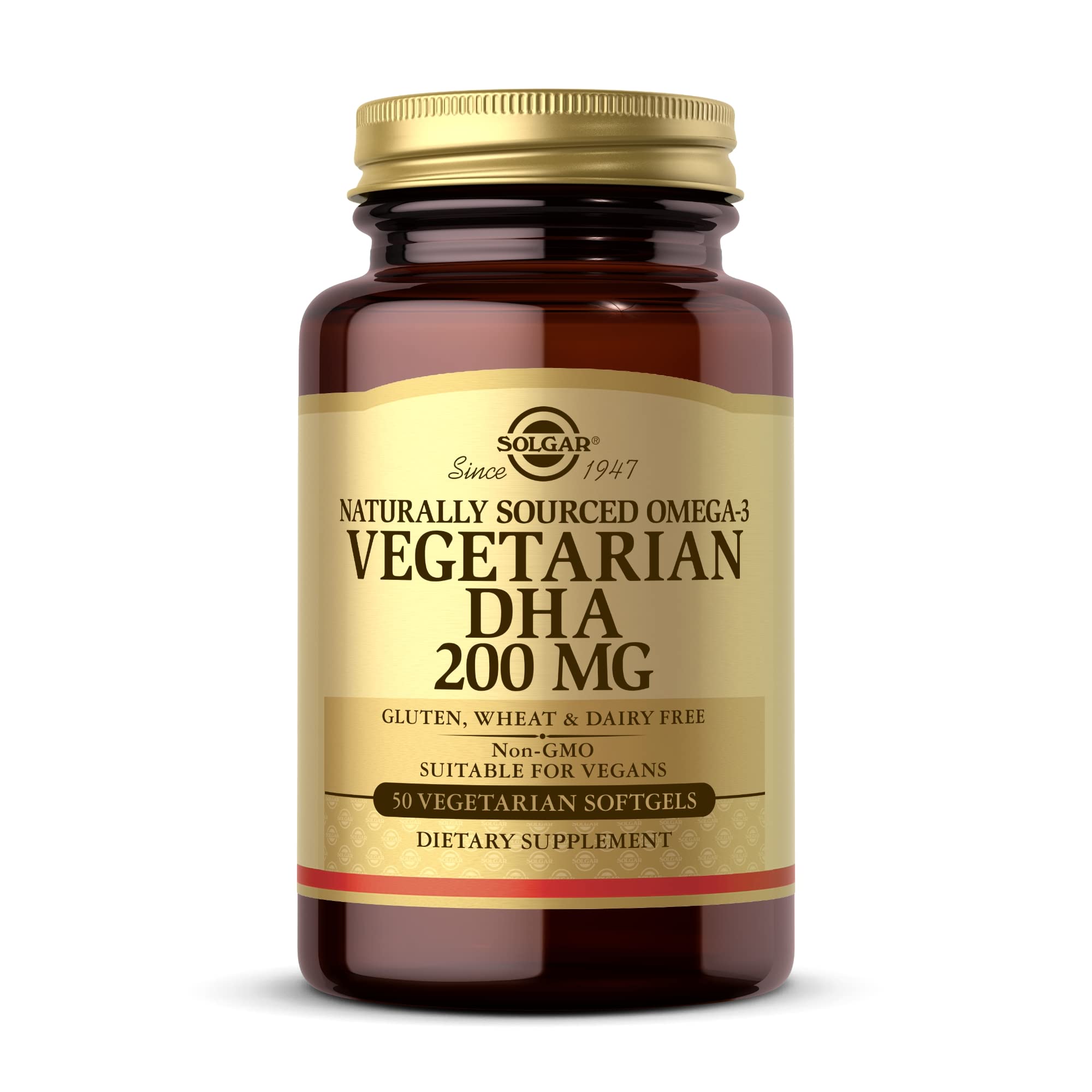 Solgar DHA Omega-3 91g vegetarian capsules front view