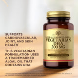 Solgar DHA Omega-3 91g vegetarian capsules on a wooden surface