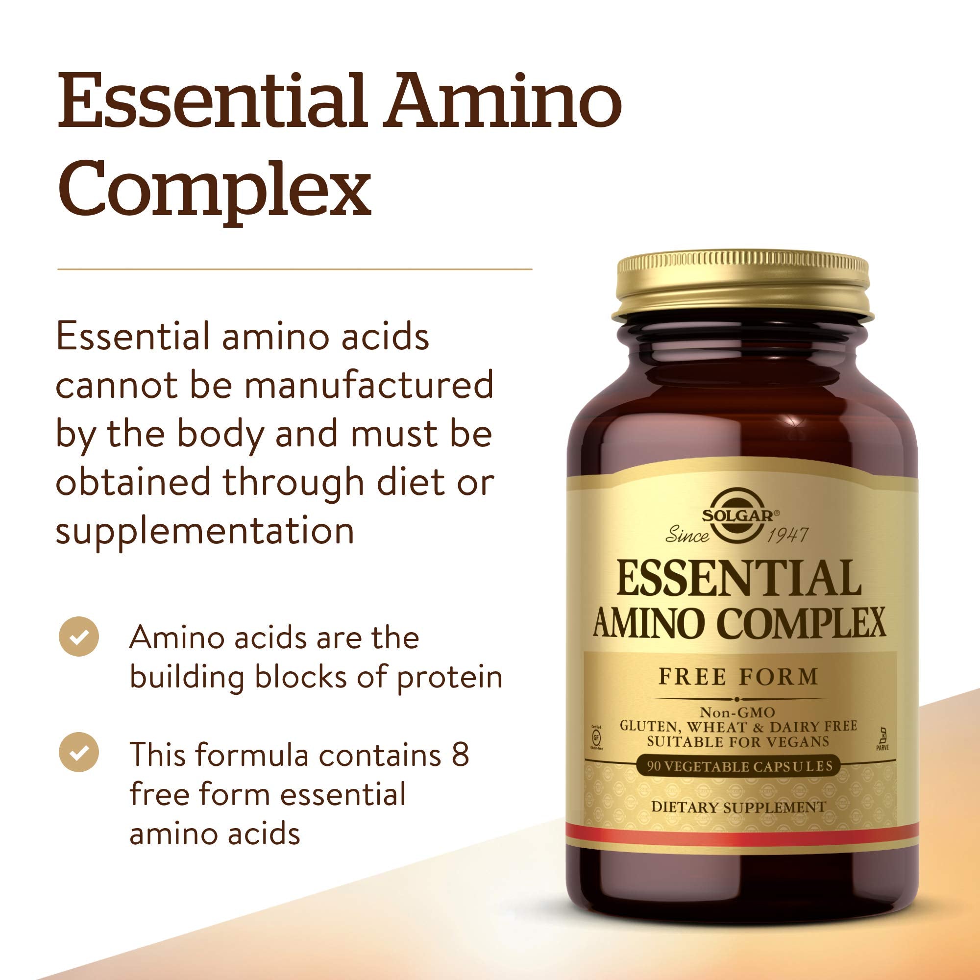Solgar Essential Amino Complex 230g side view showing label
