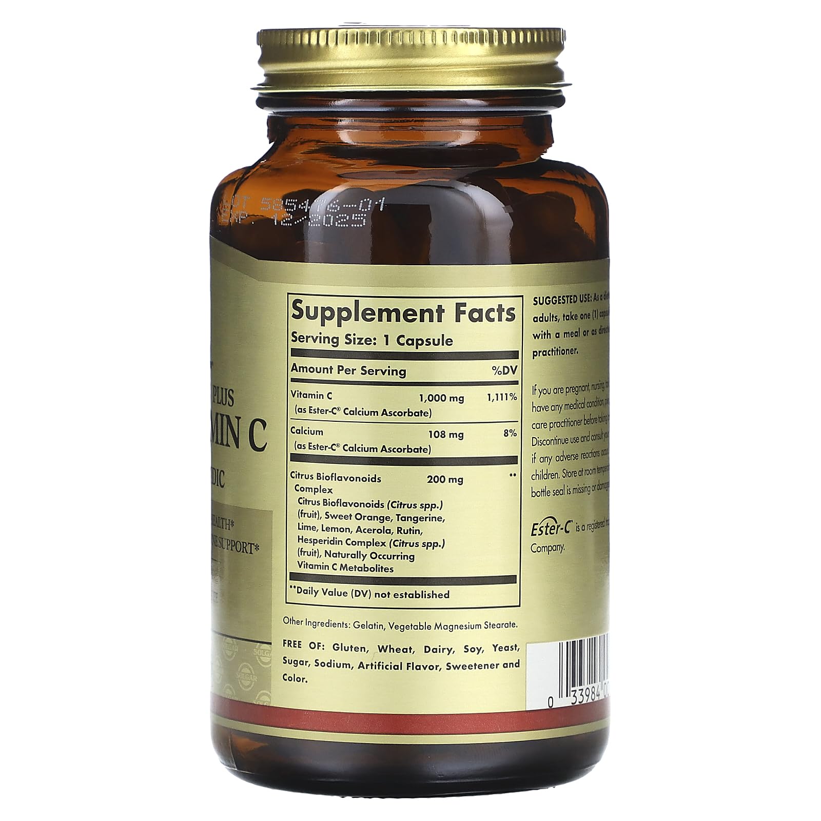 Solgar Ester-C Plus 1000 mg Vitamin C Capsules packaging