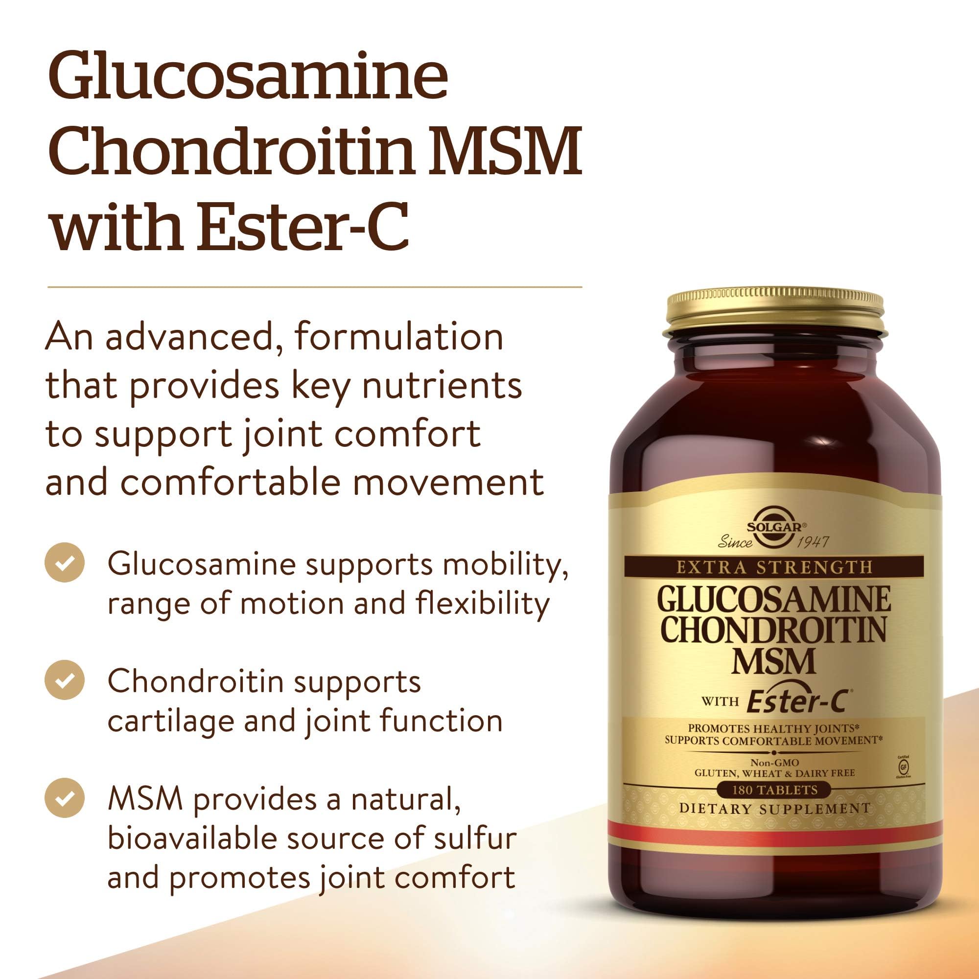 Solgar Extra Strength Glucosamine Chondroitin MSM 318g side view