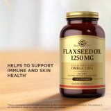 Solgar Flaxseed Oil 1250mg soft gels in a bowl