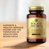 Solgar Folate Supplement in a lifestyle setting on a table