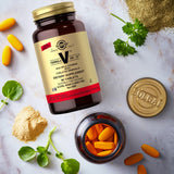 Solgar Formula VM-75 Multivitamin and Mineral Supplement with a glass of water