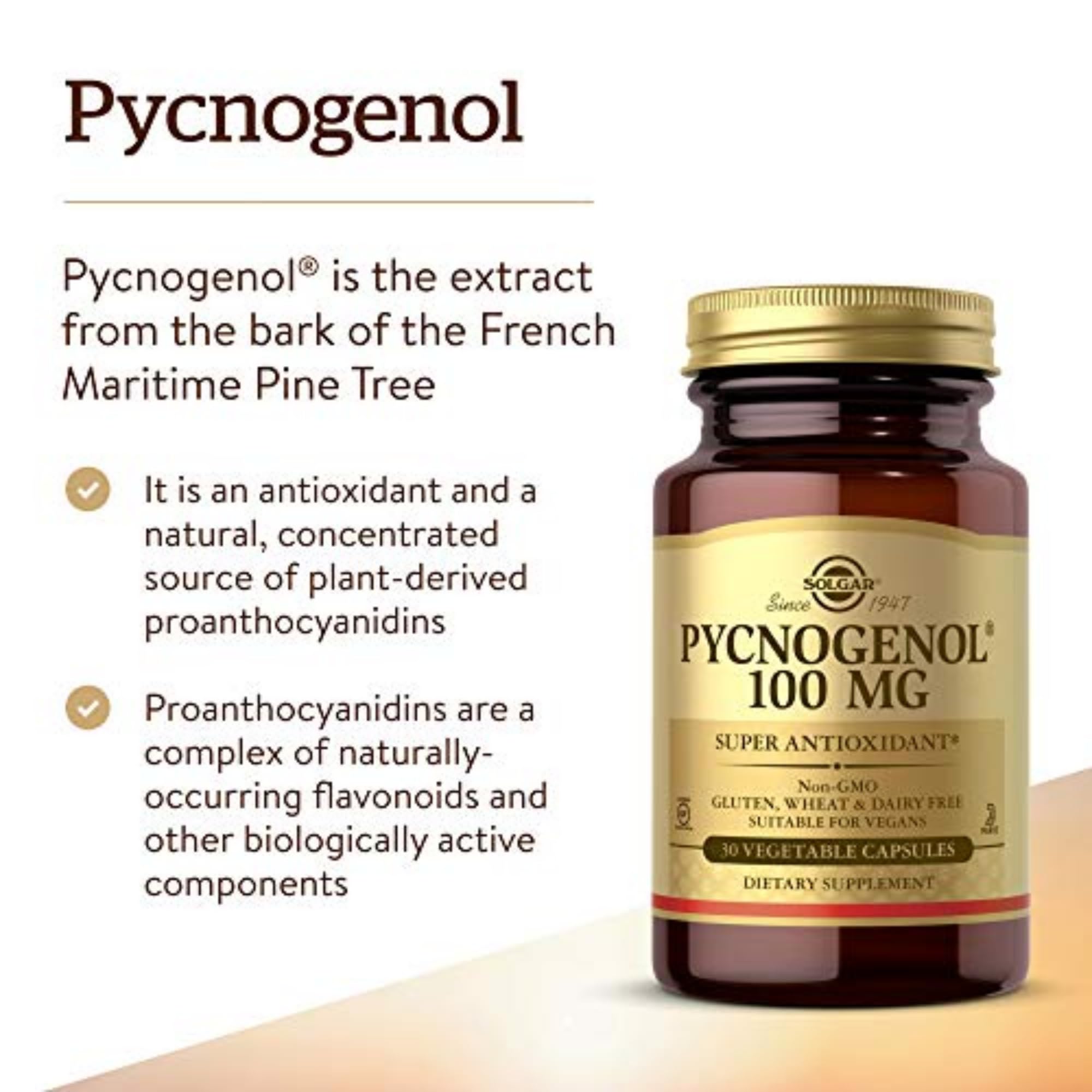 Solgar French Maritime Pine Bark Extract side view with label details