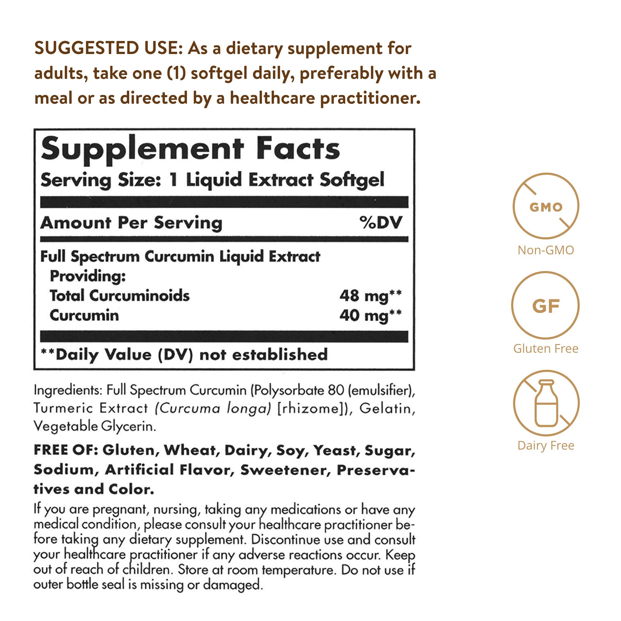 Solgar Full Spectrum Curcumin 40mg LiCaps side view