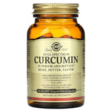 Solgar Full Spectrum Curcumin softgels on a table