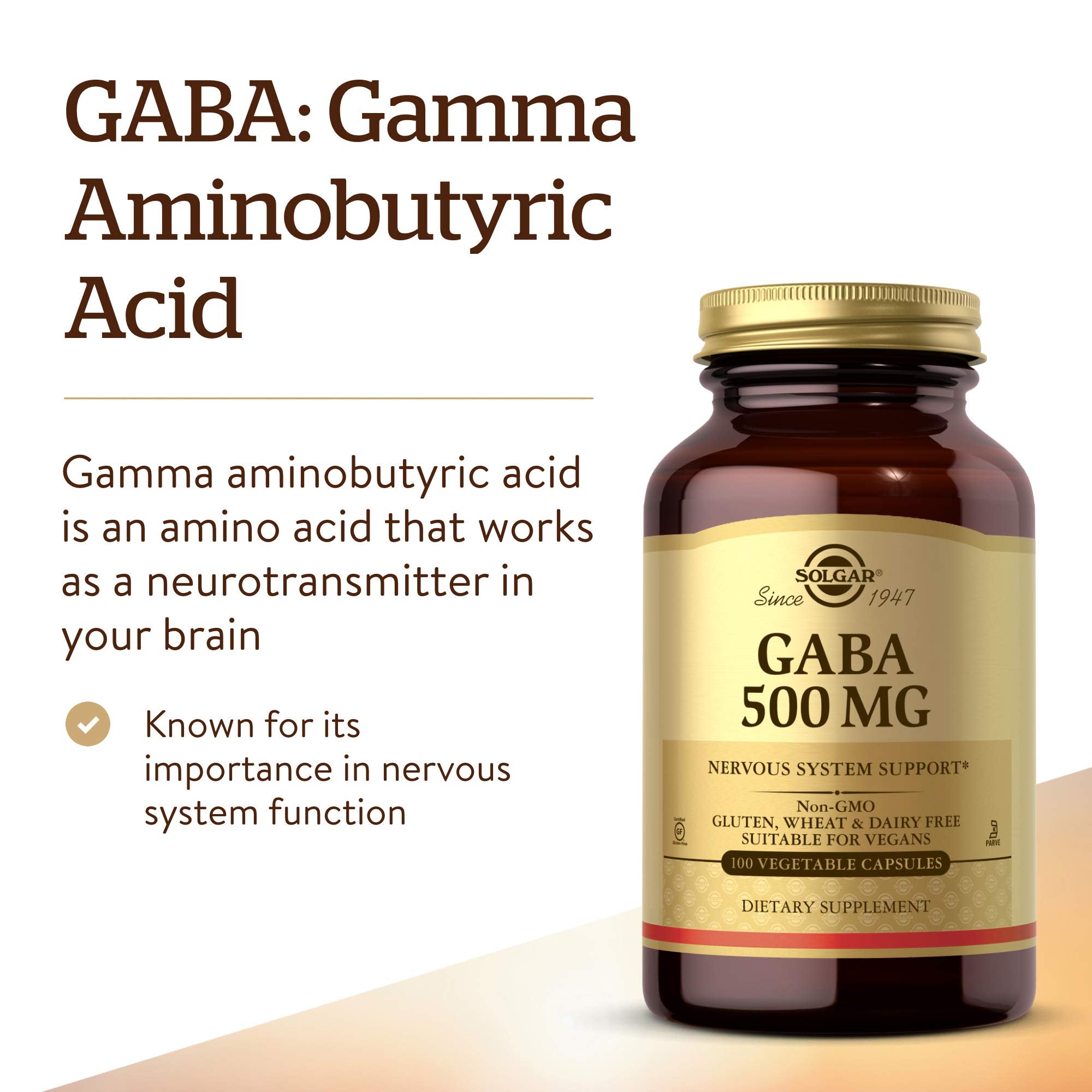 Solgar GABA Capsules bottle with cap on
