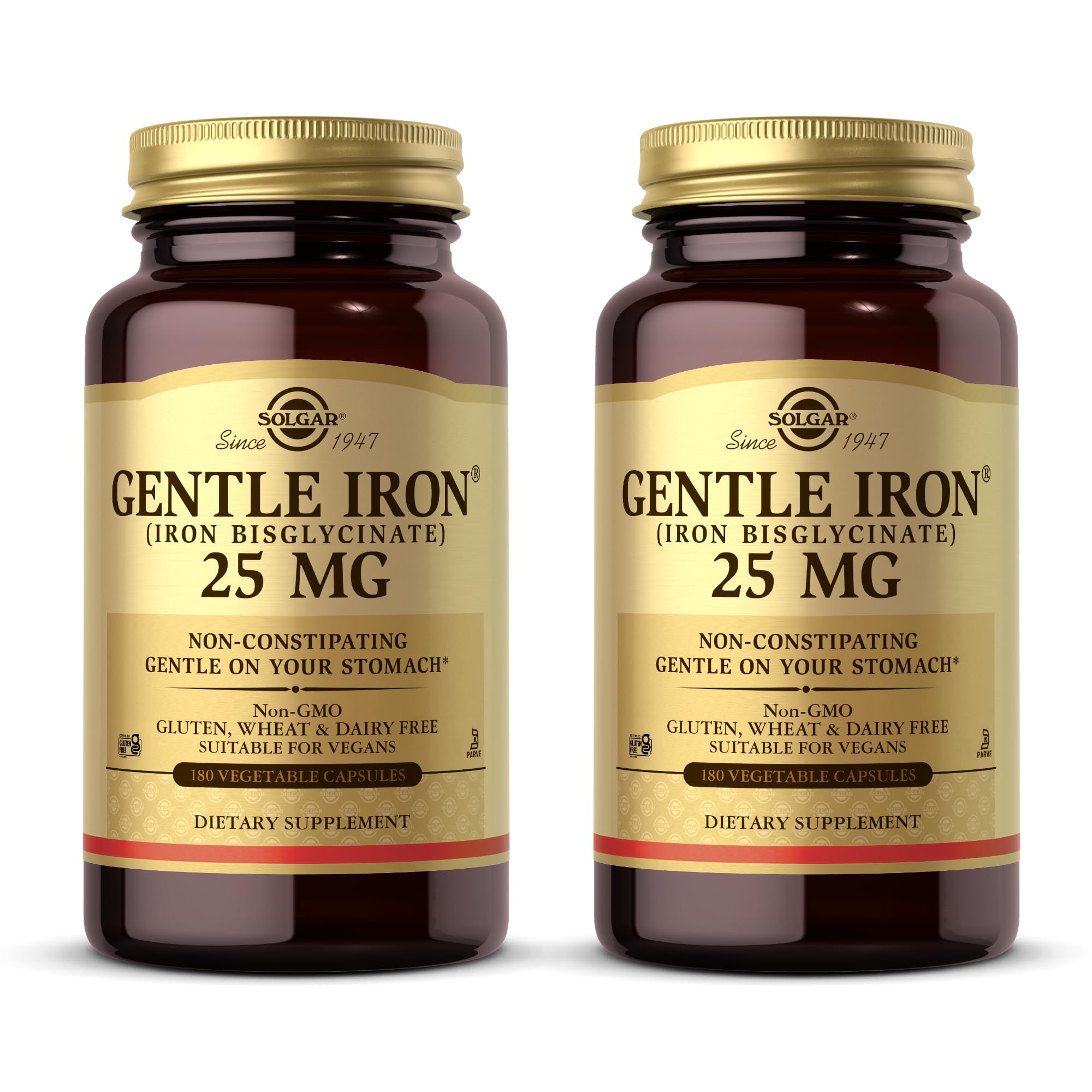 Solgar Gentle Iron Vegetable Capsules front view with packaging