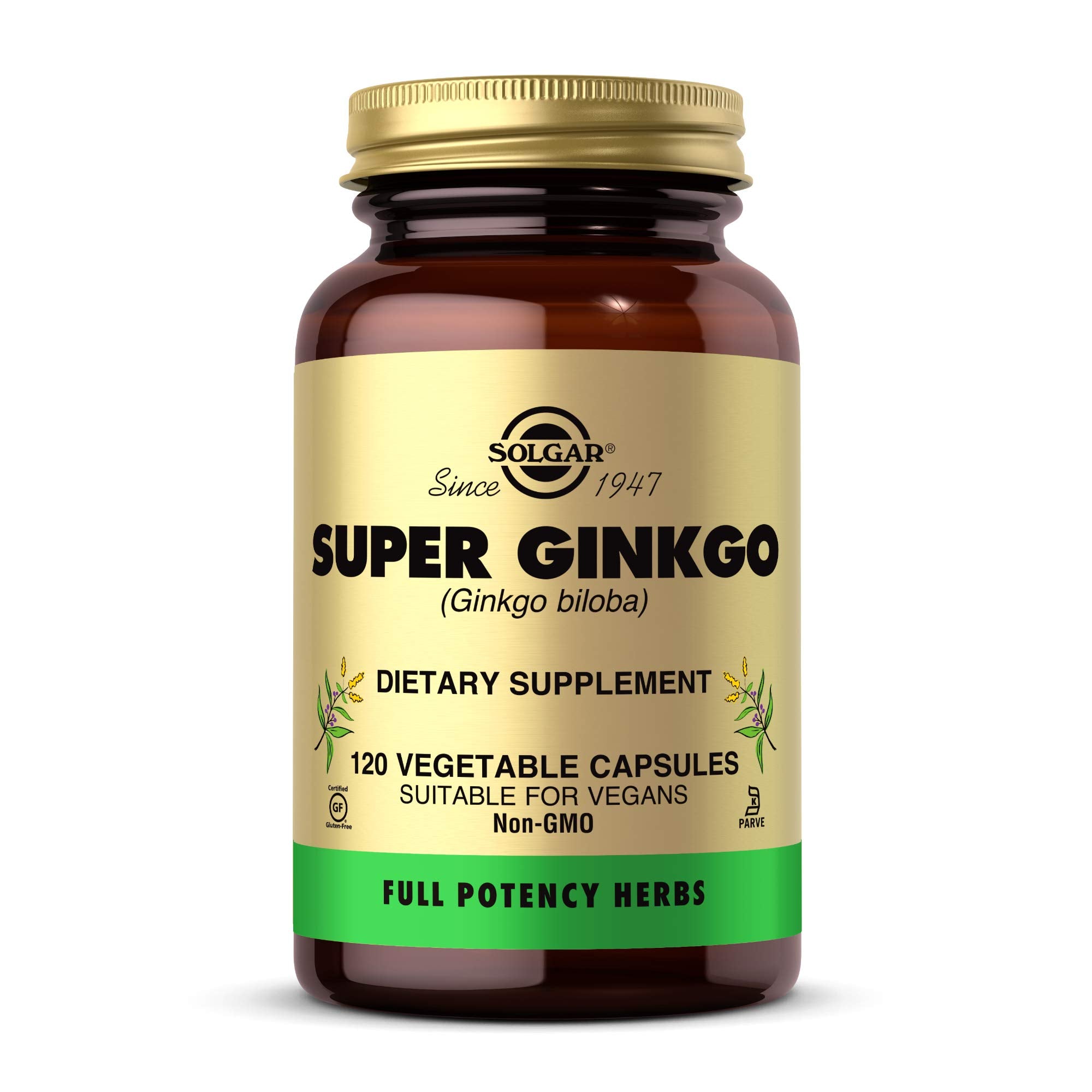 Solgar Ginkgo Biloba 60 Vegetable Capsules front view