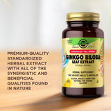 Solgar Ginkgo Biloba Leaf Extract 100mg with a measuring spoon