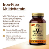 Solgar Iron-Free Formula VM-75 Multivitamin back view
