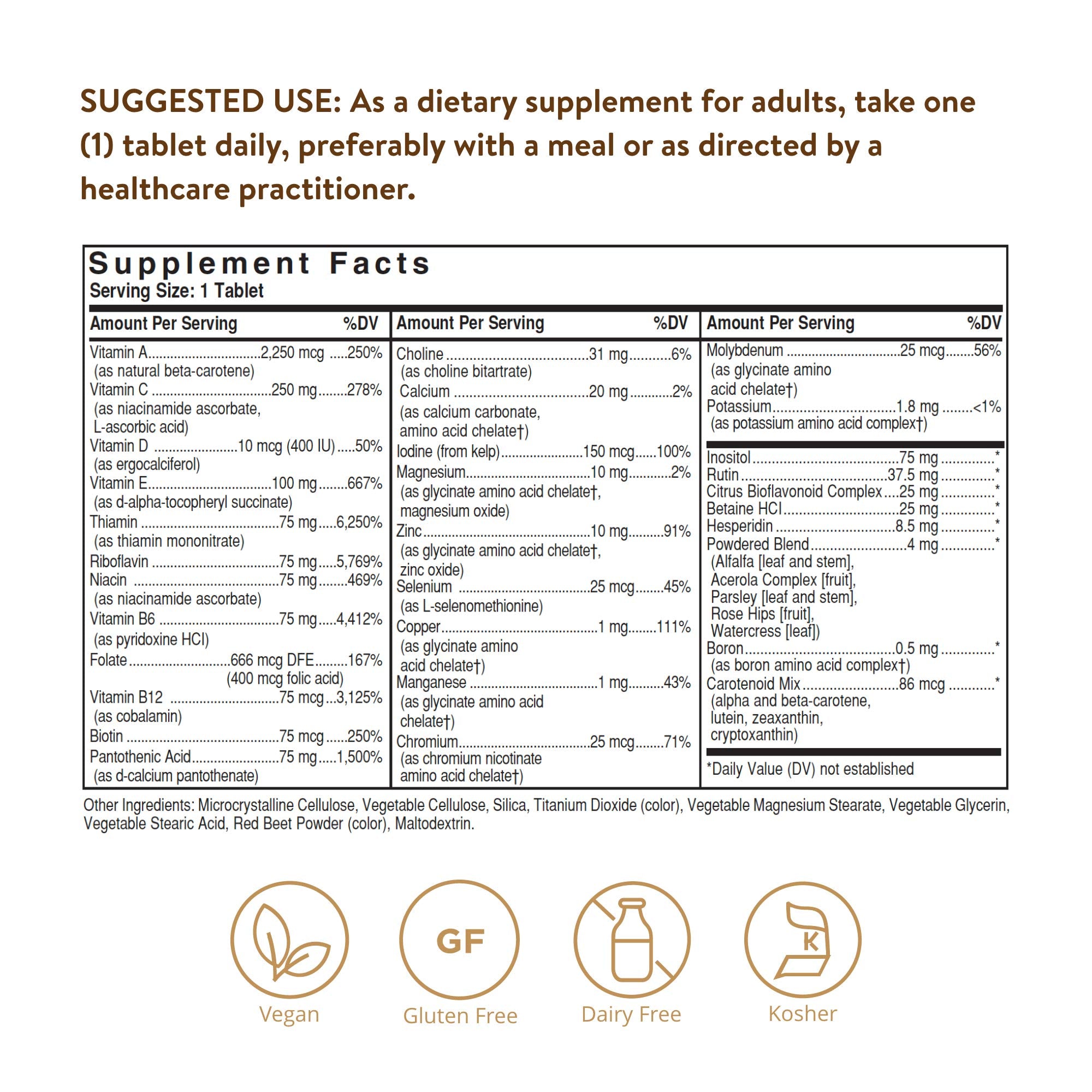 Solgar Iron-Free Formula VM-75 Multivitamin side view