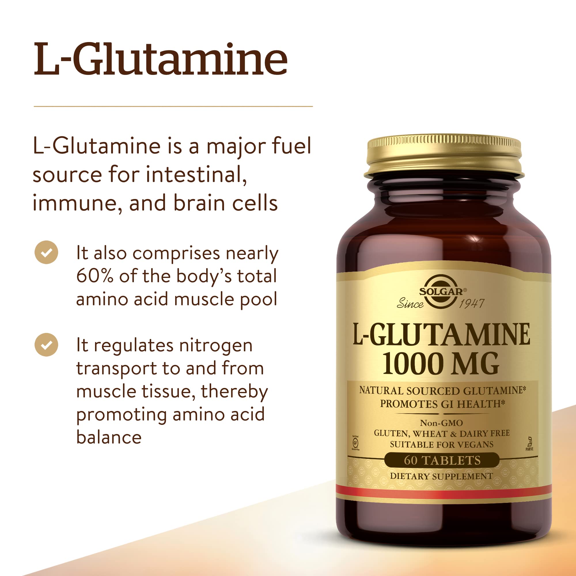 Solgar L-Glutamine 170g back view of packaging with ingredient list
