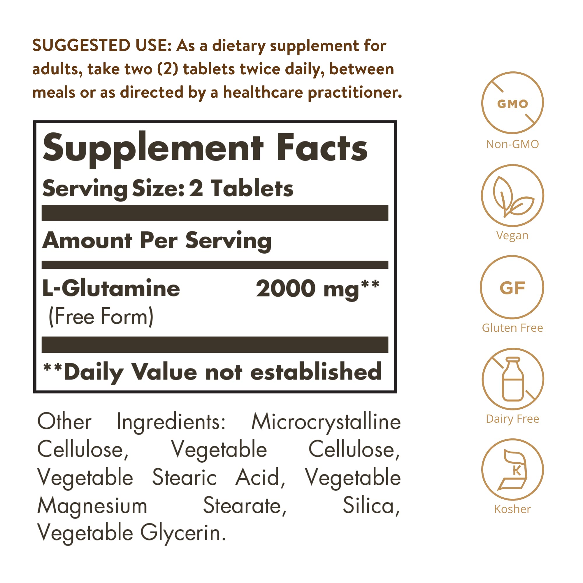 Solgar L-Glutamine 170g side view of packaging
