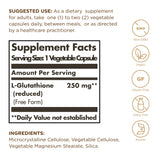Solgar L-Glutamine 250mg supplement side view